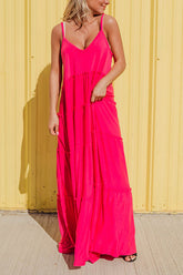 Maxi-Slip-Kleid mit gestuften Taschen